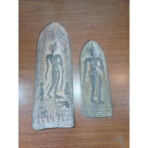Thai Buddhist Votive Plaque set Of 2 Sukhothai style Ayutthaya Period